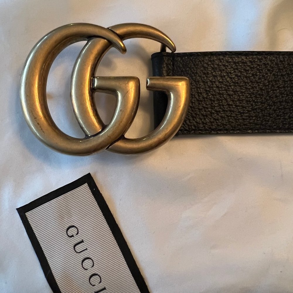 Gucci Wide Black Leather Belt 85/34 - Picture 2 of 4